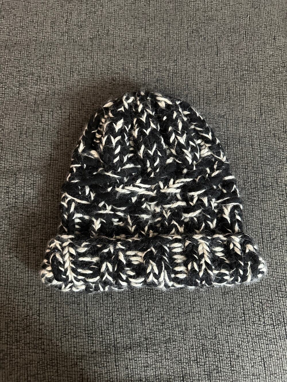 Eugenia Kim Chunky Knit Wool Baby Alpaca Beanie Black Ivory One Size